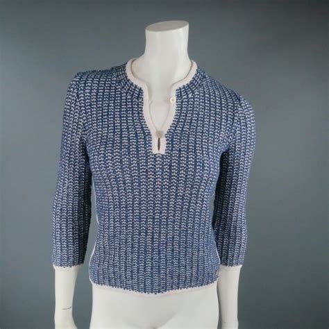 vintage chanel sweater jacket|chanel blue and white sweater.